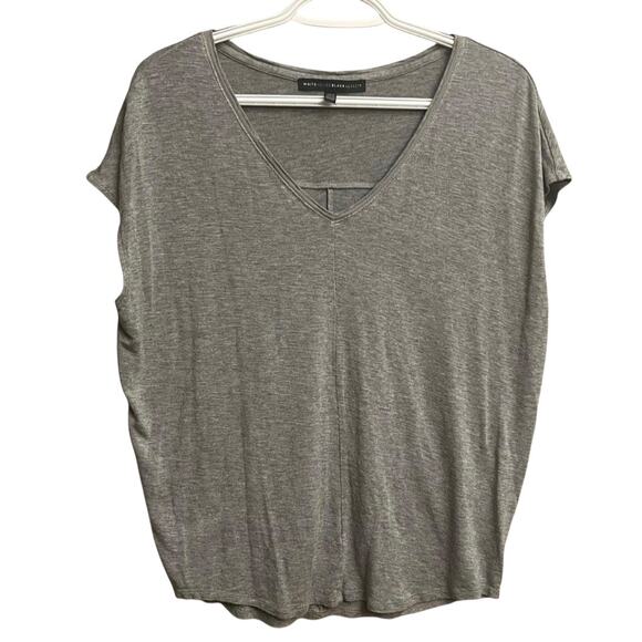 White House Black Market Mercury Silver Foil V-Neck Dolman Top - Small Petite - Picture 6 of 16